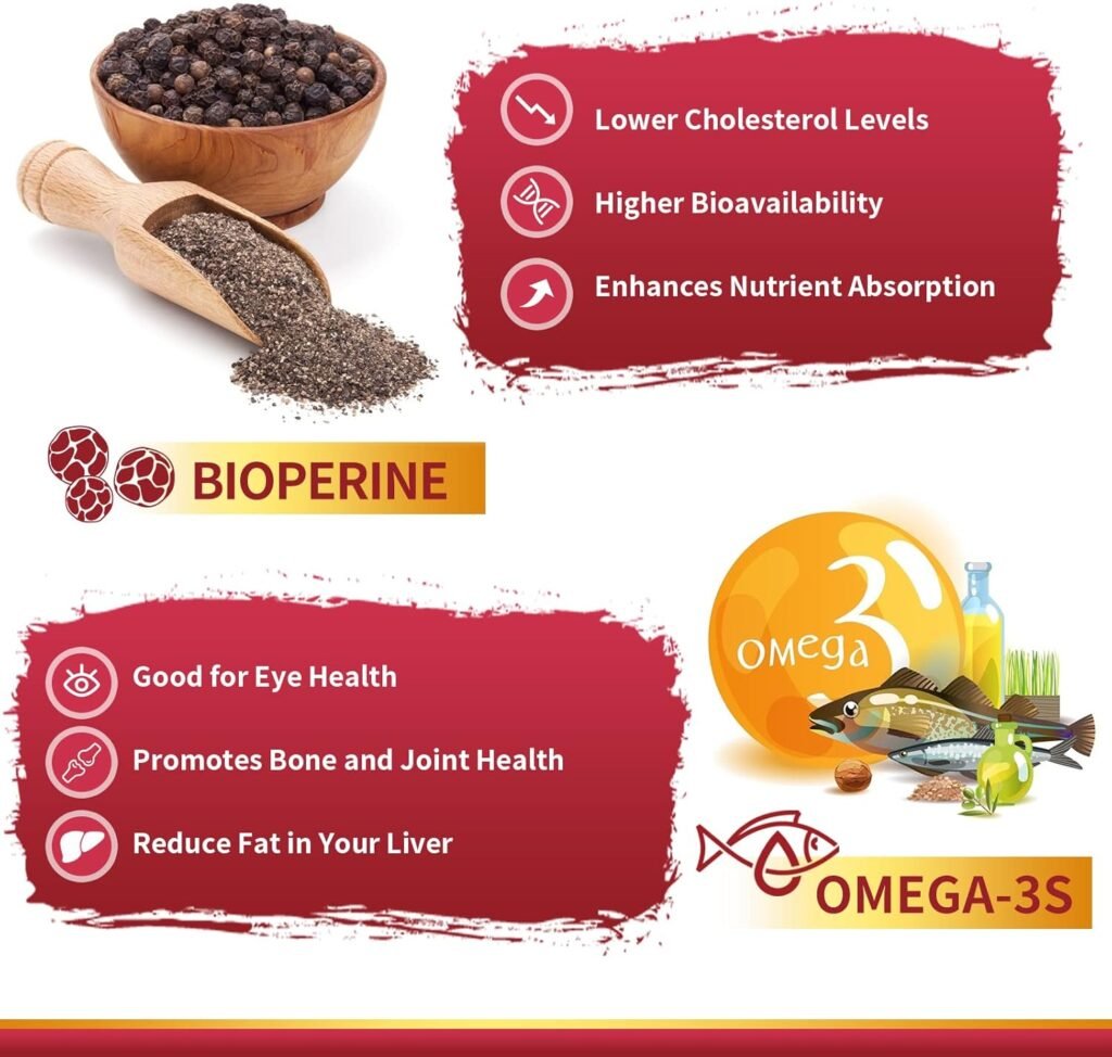 CoQ10-200mg-Softgels with PQQ, BioPerine  Omega-3, 120 Servings Coenzyme Q10(Ubiquinone) Supplement for High-Absorption, Powerful-Antioxidant, Support Heart  Energy-Production