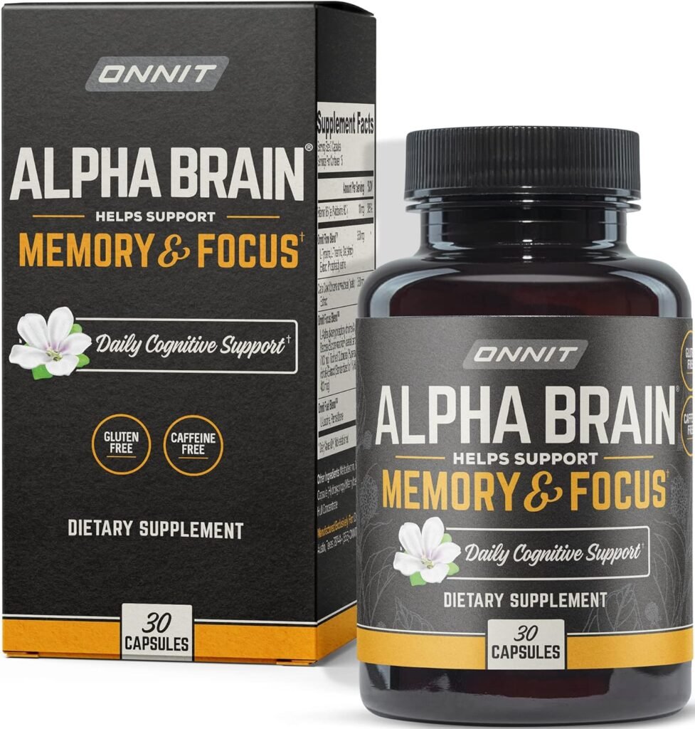 ONNIT Alpha Brain Premium Nootropic Brain Supplement, 30 Count, for Men  Women - Caffeine-Free Focus Capsules for Concentration, Brain Booster  Memory Support
