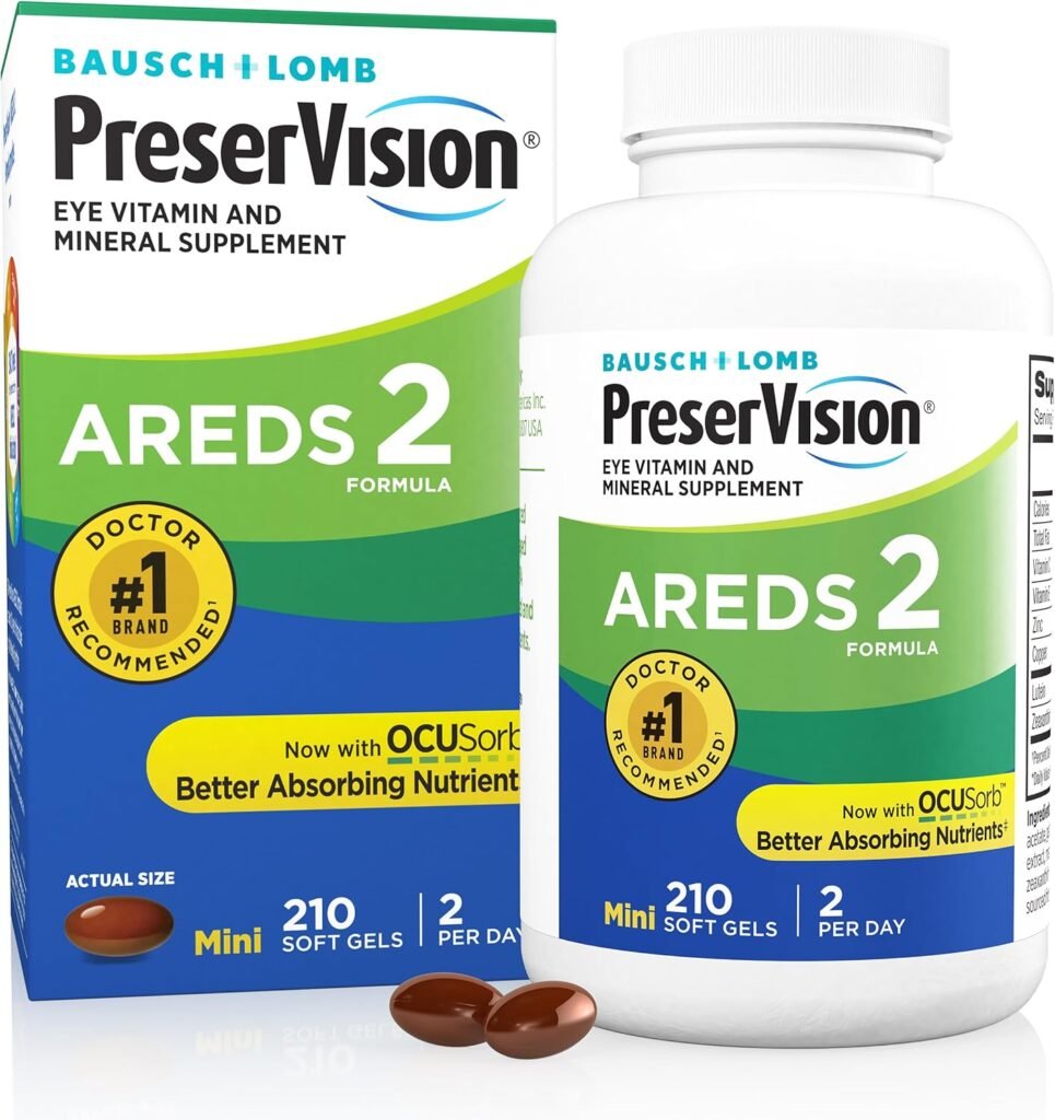 PreserVision AREDS 2 Eye Vitamin  Mineral Supplement, Contains Lutein, Vitamin C, Zeaxanthin, Zinc  Vitamin E, 120 Softgels (Packaging May Vary)