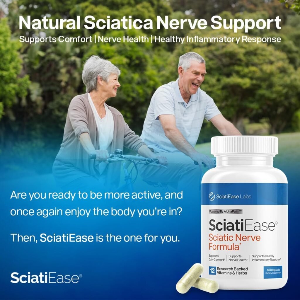 Sciatic Nerve Health Support Supplement - Nerve Support Formula with AlphaPalm, Pea, Vitamin B Complex, Alpha Lipoic Acid 300mg - 120 Capsules
