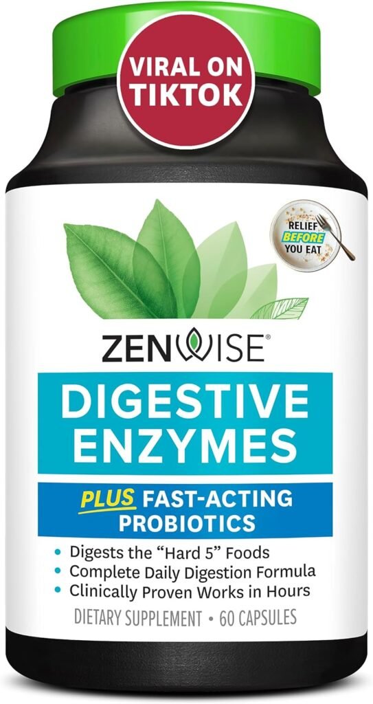 Zenwise Health Digestive Enzymes - Probiotic Multi Enzymes with Probiotics and Prebiotics for Digestive Health and Bloating Relief for Women and Men, Daily Enzymes for Gut and Digestion - 60 Count