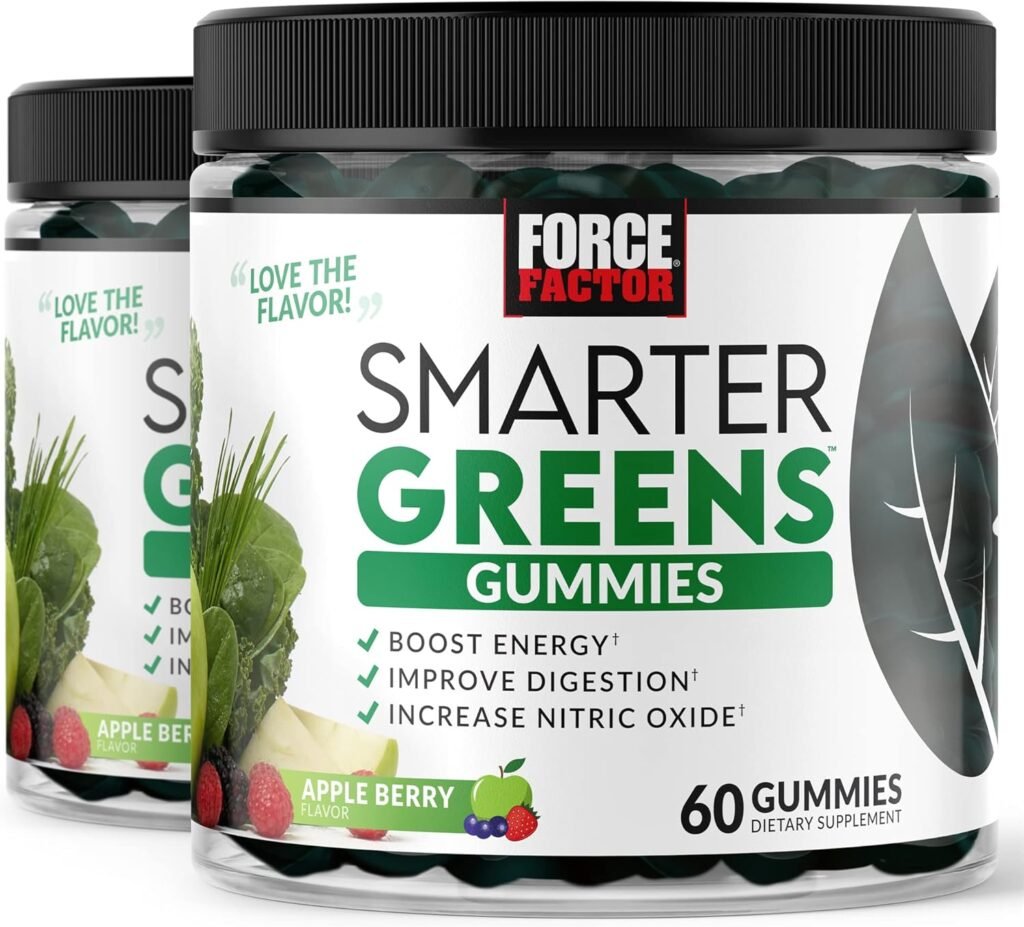 Force Factor Smarter Greens Superfood Chews, Greens and Superfoods with Probiotics  Modern Mushrooms Soft Chews, Mushroom Supplement with Lions Mane, Turkey Tail