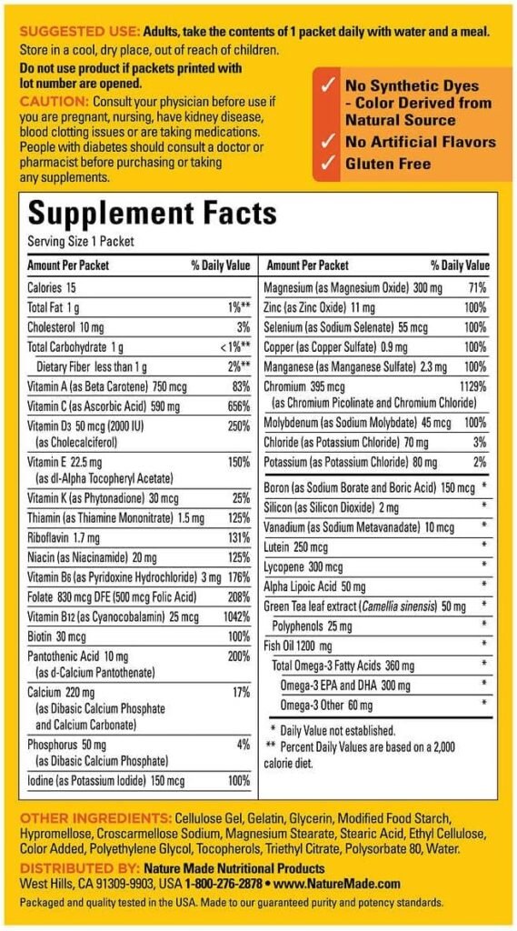 Nature Made Diabetes Health Pack, 60 Packets Bundle with LONG GLACIER Pill Oragnizer, Small Cute Pill Container for Medicine, Vitamins, Fish Oils, Supplement, Green