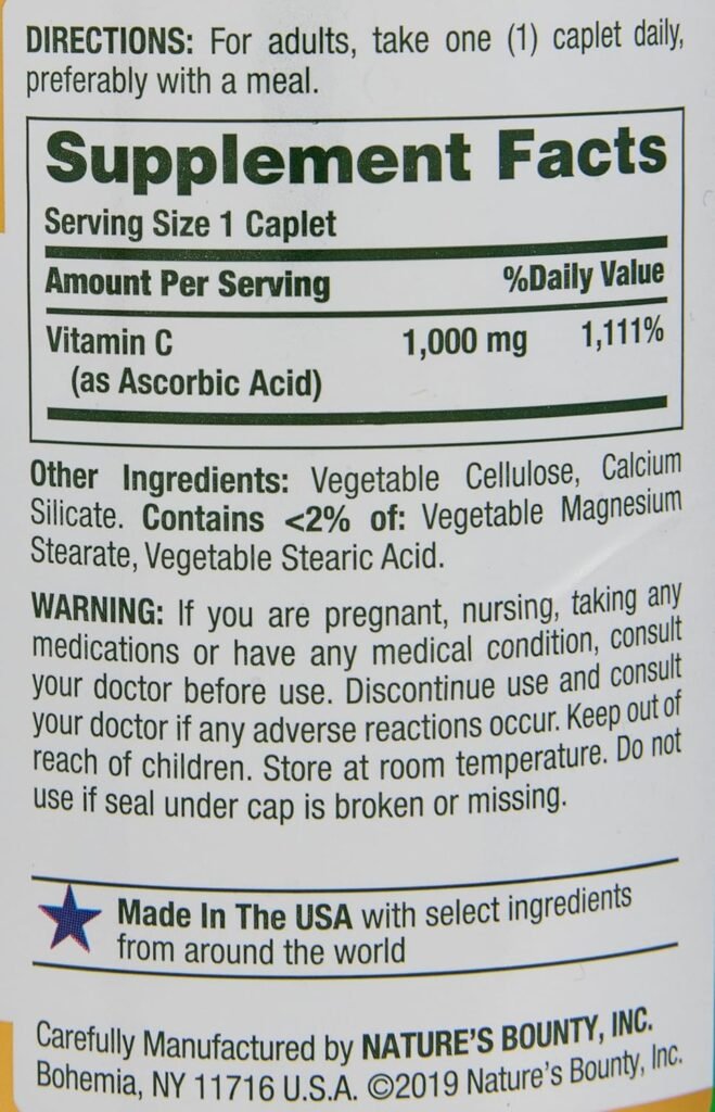 Natures Bounty Vitamin C 1000mg, Immune Support Supplement, Powerful Antioxidant, 2 Pack, 100 Caplets