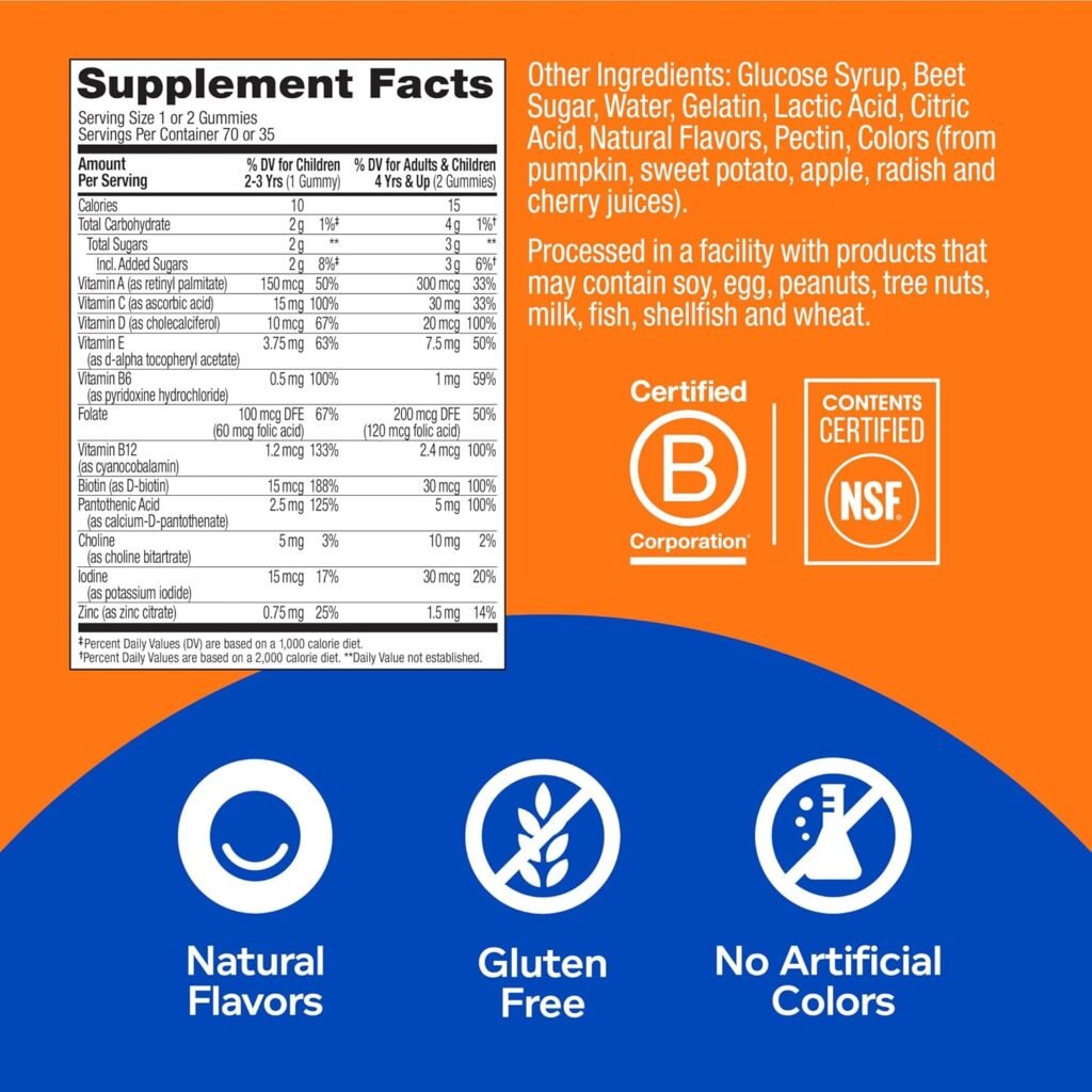 OLLY Kids Multivitamin Gummy Worms, Overall Health and Immune Support, Vitamins and Minerals A, C, D, E, Bs and Zinc, Chewable Supplement, Sour Fruit Punch, 45 Day Supply - 70 Count (Pack of 2)