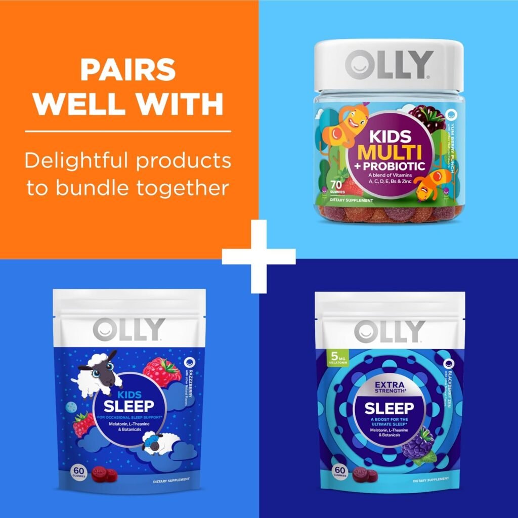 OLLY Kids Multivitamin Gummy Worms, Overall Health and Immune Support, Vitamins and Minerals A, C, D, E, Bs and Zinc, Chewable Supplement, Sour Fruit Punch, 45 Day Supply - 70 Count (Pack of 2)
